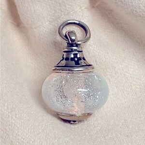 Retired James Avery Sterling Silver Faith Glass Art Finial with Crosses Charm